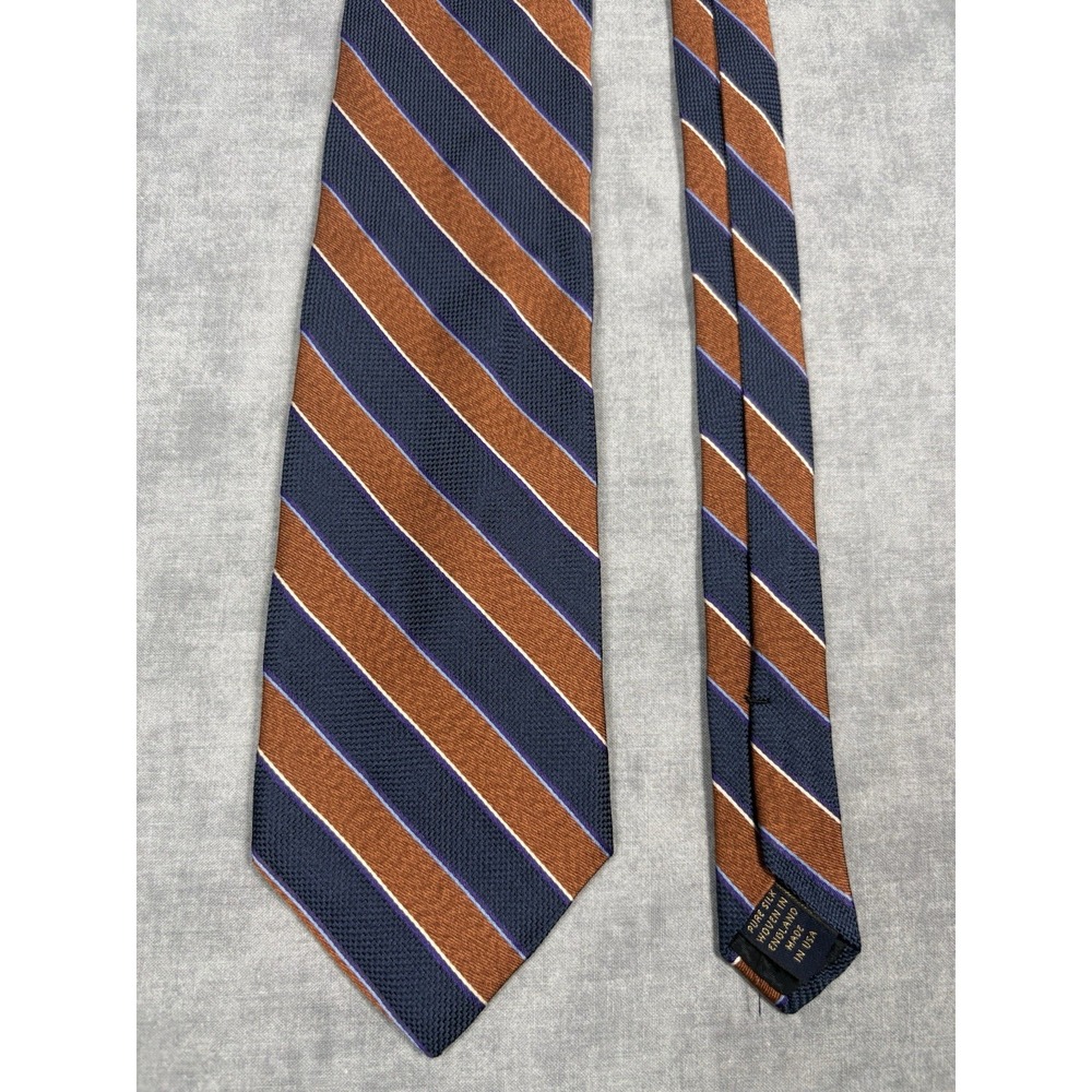 Brooks Brothers Makers Silk Tie Woven England Made USA Repp Stripe 60"